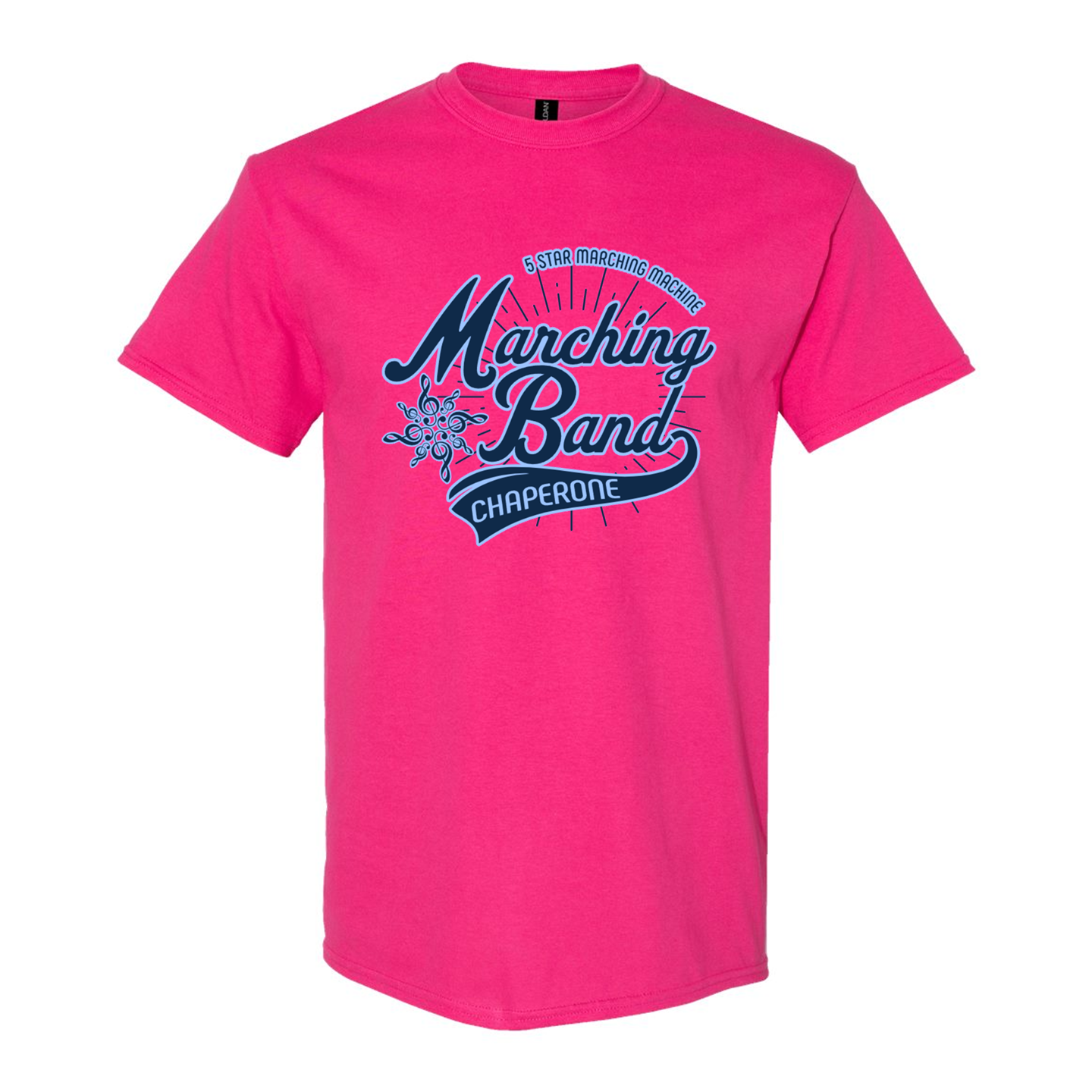 5 Star Marching Machine Marching Band Chaperone Hot Pink Shirt (with name)