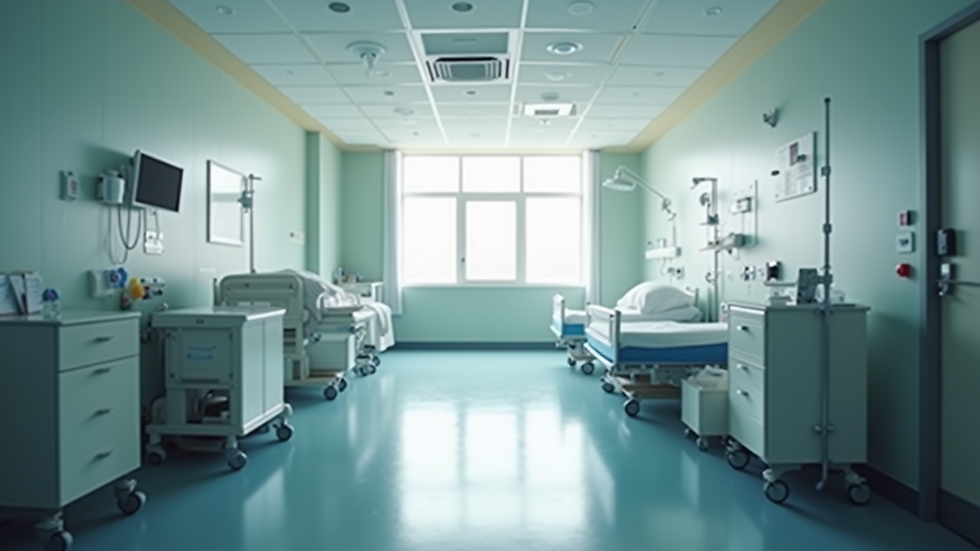 High angle view of a peaceful hospital maternity ward