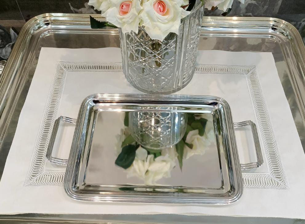 GÜMÜŞ KULPLU ÇUBUKLU TEPSİ