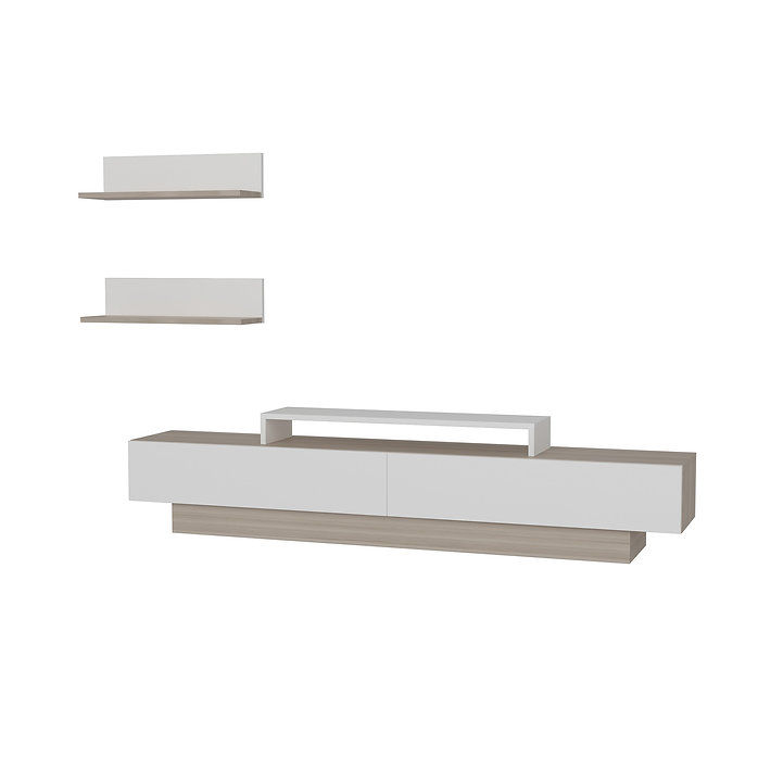 תמונה ממוזערת: מזנון טלוויזיה מעוצב משולב מדפים - LUSI - לבן - מייפל
