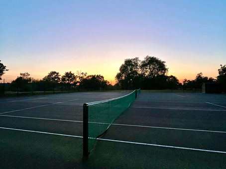 Brockwell Park tennis courts in Herne Hill at sunset