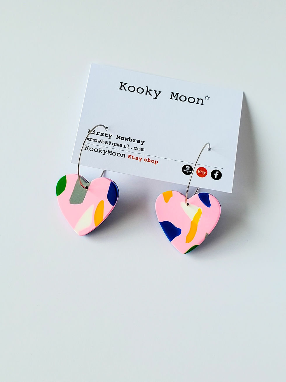 Thumbnail: Terrazzo Patterned Heart Earrings