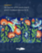 Colorful mural of birds, flowers, and a rainbow on a blue background. Text reads "Location 1, SE Corner of N Lewis Ave E and E Independence St N."