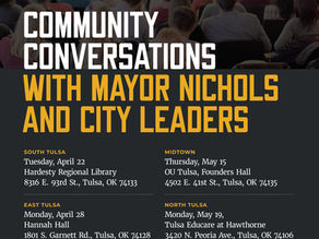 Councilors, City Leaders to Kick-Off Community Conversations Next Week: First Event to be Held in South Tulsa on April 22