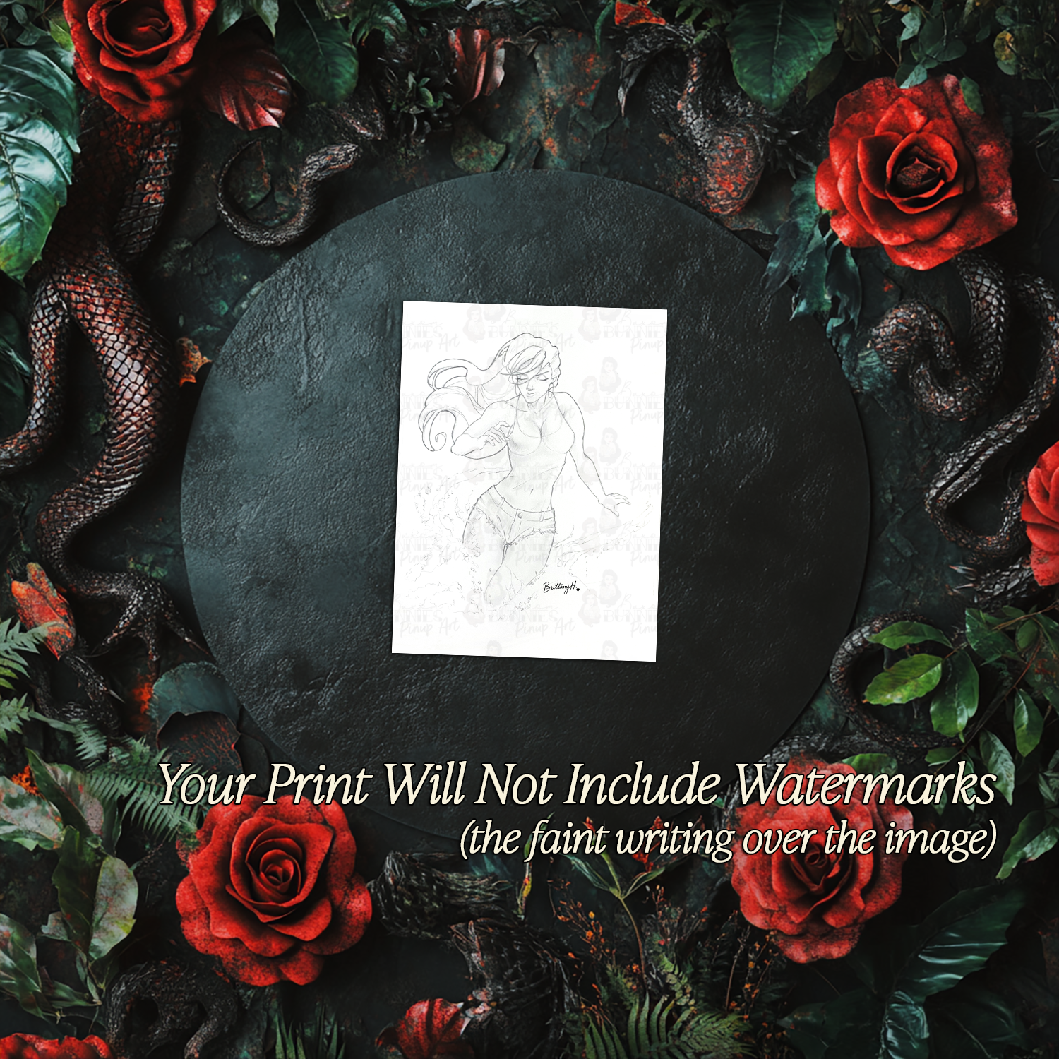 Splash BW Sketch Print