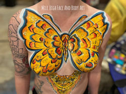 Yellow Butterfly Body Painting