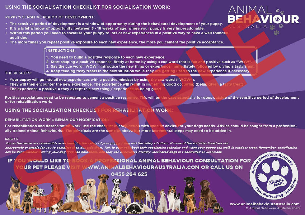 Thumbnail: Socialisation and Desensitisation Checklist