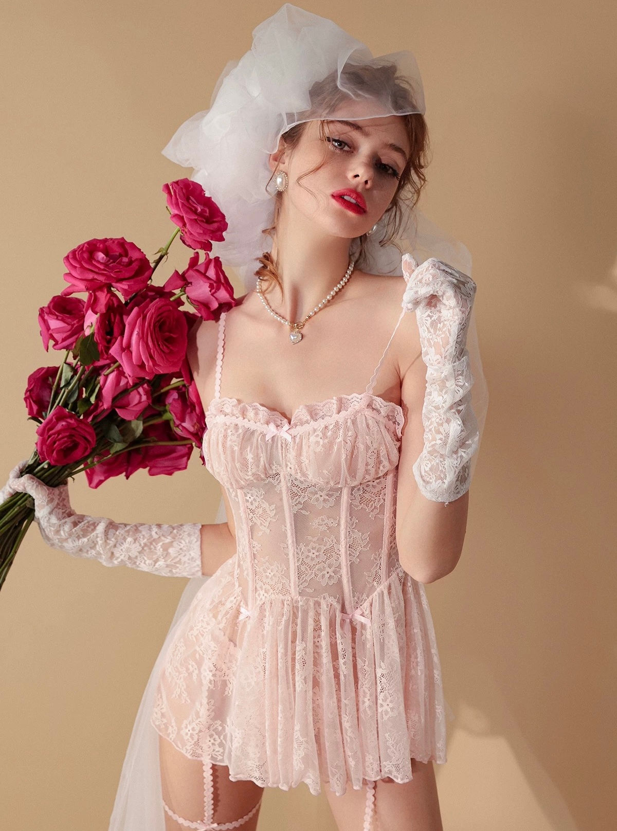 sheer ruffled mini dress pink