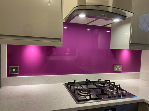 Fuchsia with Sparkle Glass Splashbacks for Kitchen - Bespoke Glass