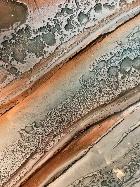 Celeste: Fused Glass Splashback in Mint and Copper
