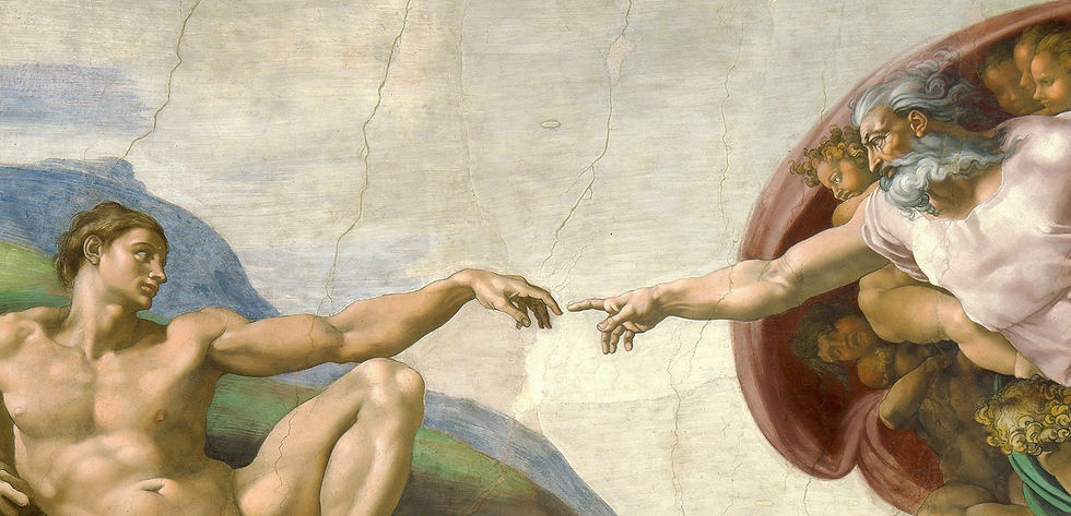 part of Michelangelo's "Creation of Adam" painting from the Sistine Chapel ceiling