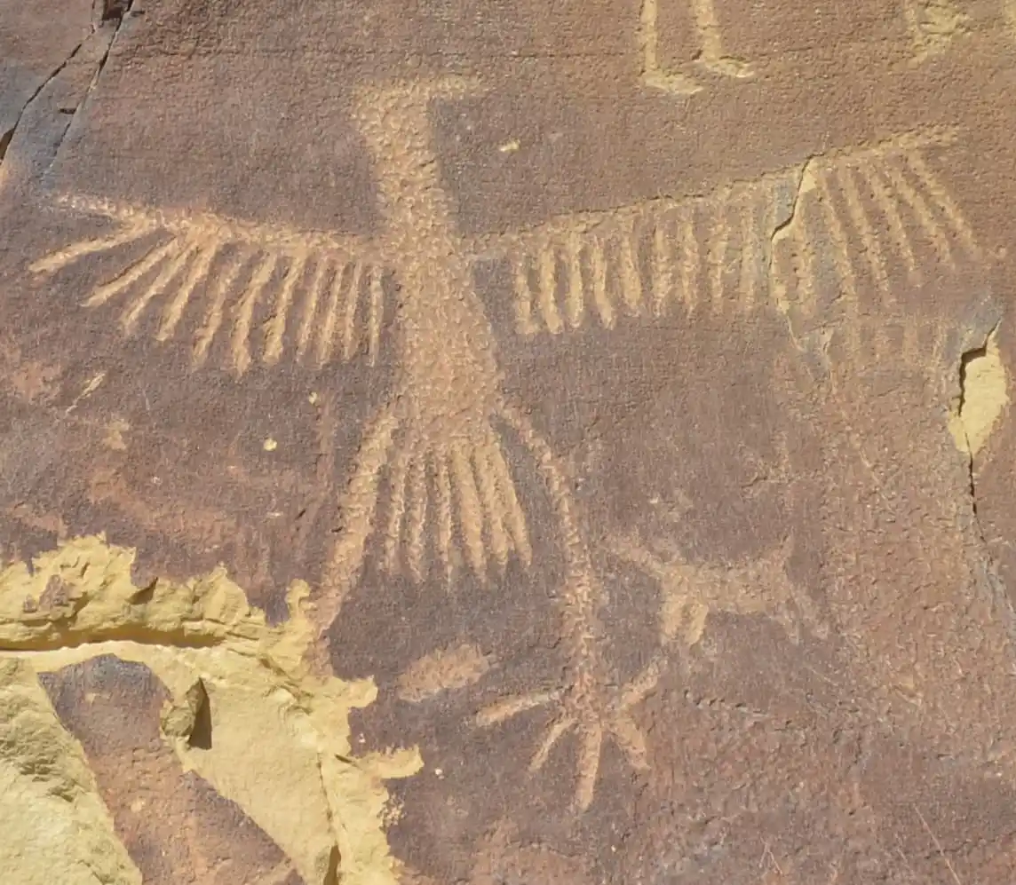 rock art petroglyph of a bird