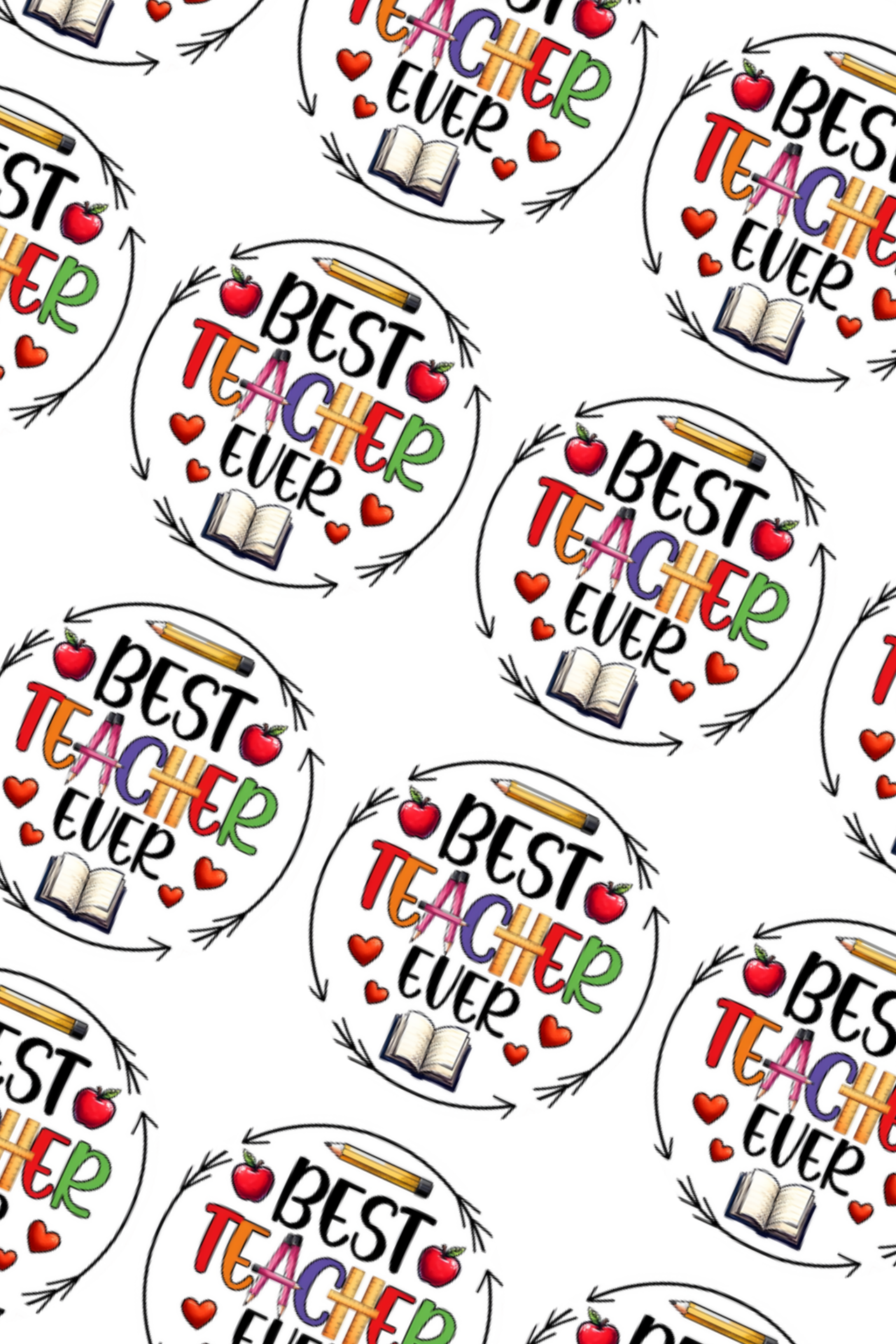 Öğretmenler Günü Temalı Yuvarlak Sticker, Yapışkanlı Etiket