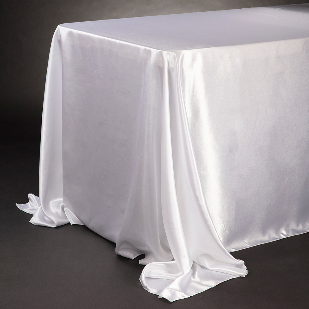 #4231 - 90" x 132" Satin Tablecloth - White