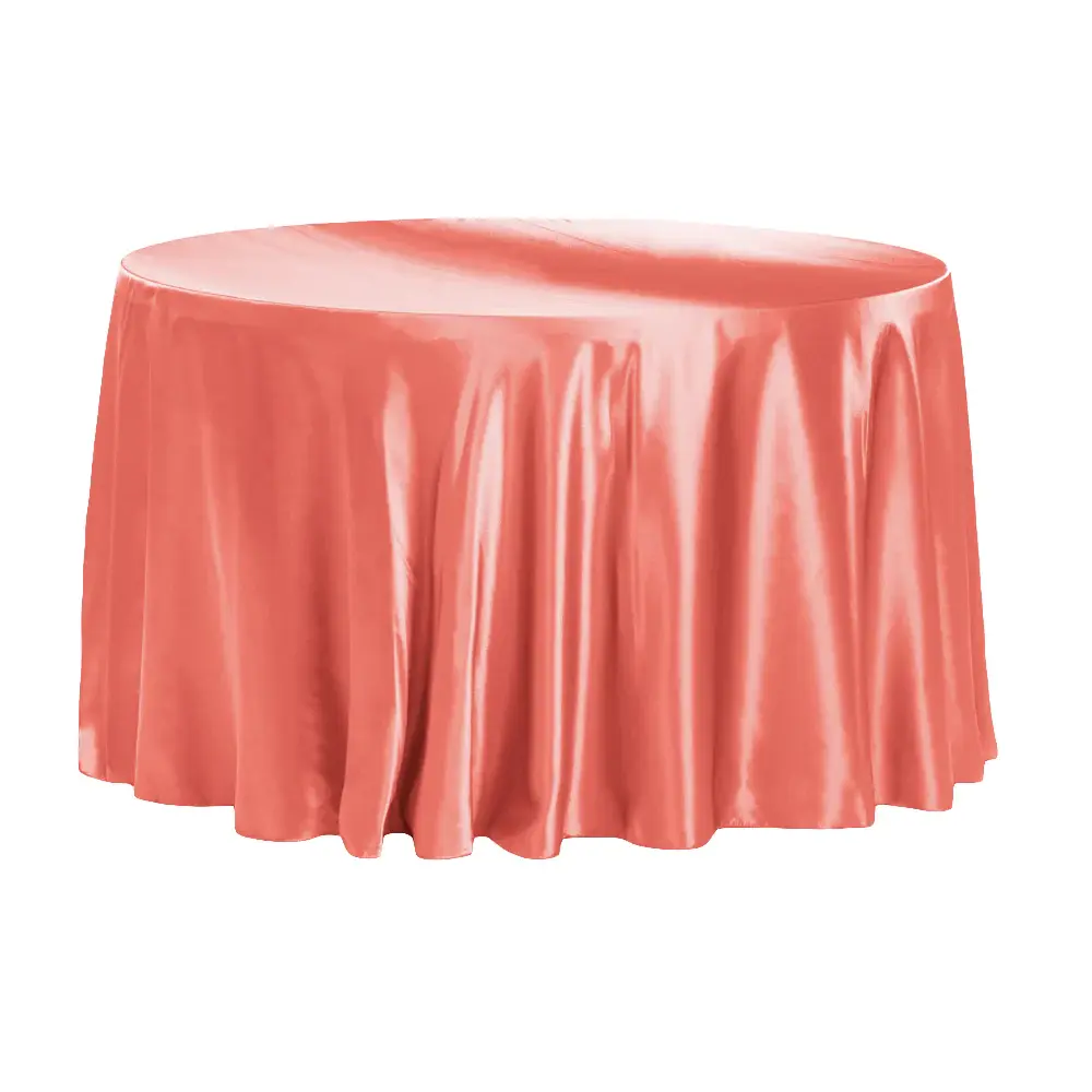 #120-02-Coral 120" Round Satin Tablecloth 1/pk $15.95