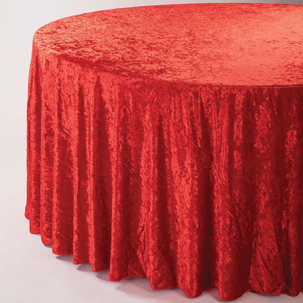#4233 - 120" Round Velvet Tablecloth - Red