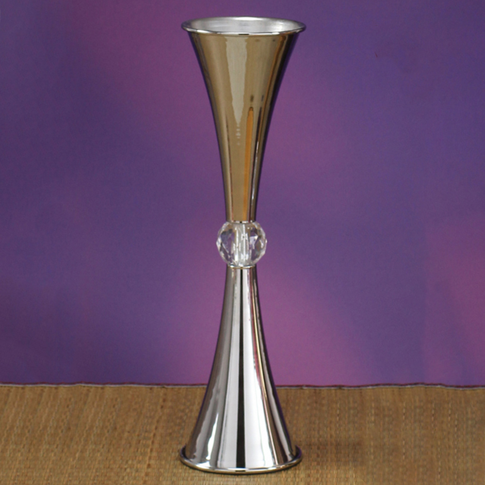 #7842-Silver 17.5" Metal Slim Waist Vase Centerpiece Stand $15.95