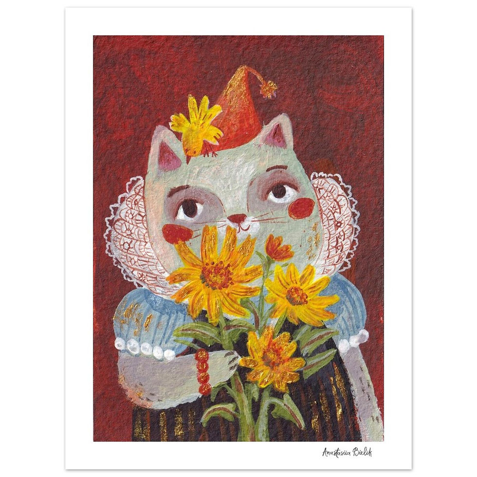 Thumbnail: Lady with Daisies - Mini Print