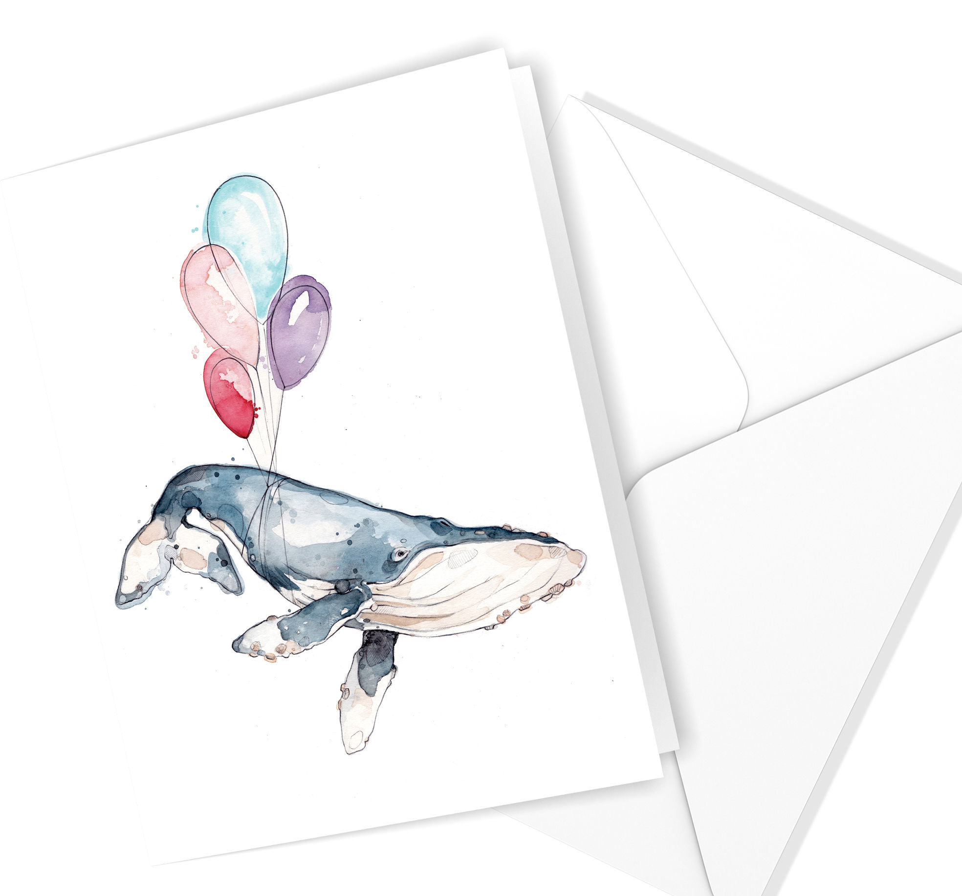 Baleine aux Ballons - Carte de Souhaits