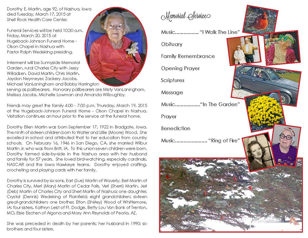 Memorial program inside