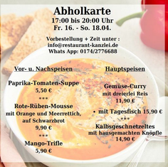 Kestaurant Kanzlei - Abholkarte für dieses Wochenende