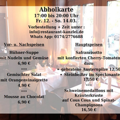 Restaurant Kanzlei - Abholkarte für dieses Wochenende