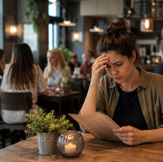 Besorgte Stimmung im Café