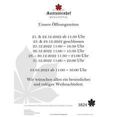 Kastanienhof Müglitztal - Unser Restprogramm für das Jahr 2022!