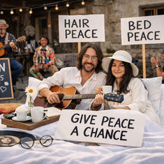 „Give Peace a Chance“ in Radebeul: Bed-In-Kaffeeparty erinnert an John Lennon & Yoko Ono