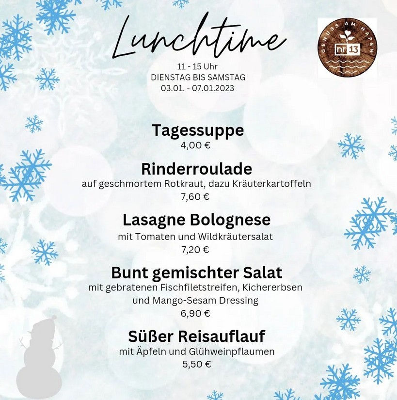 Genuss am Hafen - Lunchtime in der Nr13 - neue Woche, neue Mittagskarte!