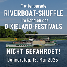 Flottenparade „Riverboat-Shuffle“ kann wie geplant stattfinden – Carolabrücken-Abriss stört Dixieland-Event nicht