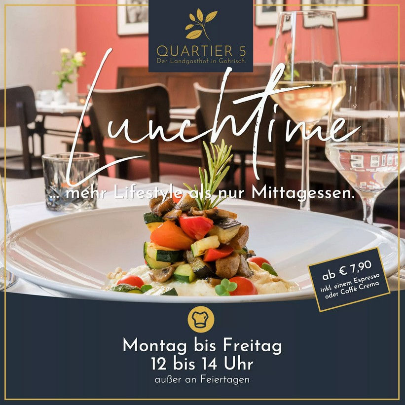 Quartier5 in Gohrisch - Unsere Mittagskarte für die neue Woche ist online!