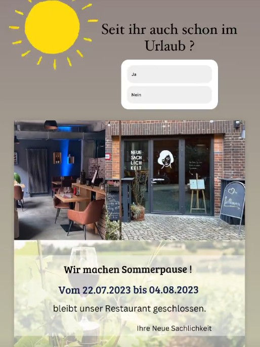Restaurant Neue Sachlichkeit geht in die Sommerpause