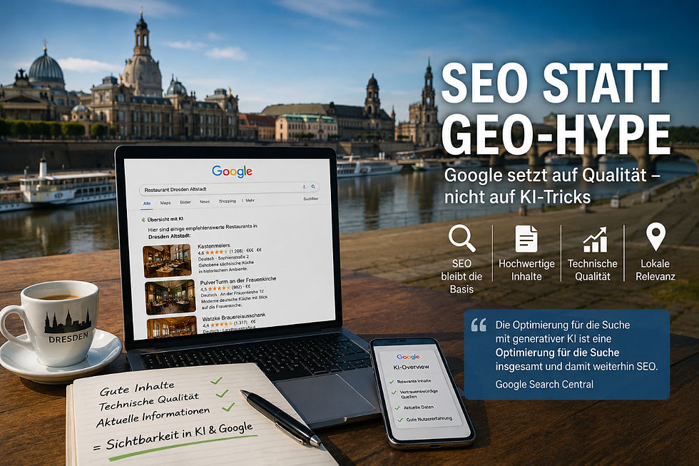 Dresden: Google erklärt GEO für überbewertet – warum das für Gastronomie und Hotellerie eine wichtige Botschaft ist