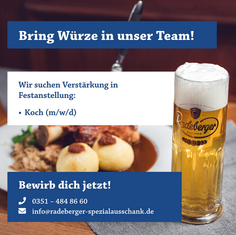 Jobangebot: Koch (m/w/d) im Radeberger Spezialausschank Dresden