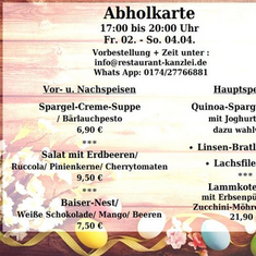 Restaurant Kanzlei - Abholkarte für dieses Wochenende