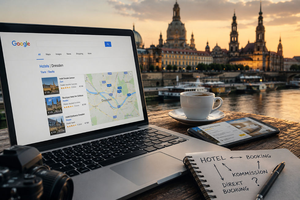 Dresden-Hotelplanung am Sonnenuntergang