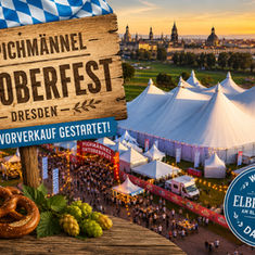 Oktoberfest in Dresden bei Sonnenuntergang