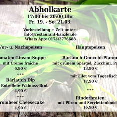 Restaurant Kanzlei - Abholkarte für dieses Wochenende