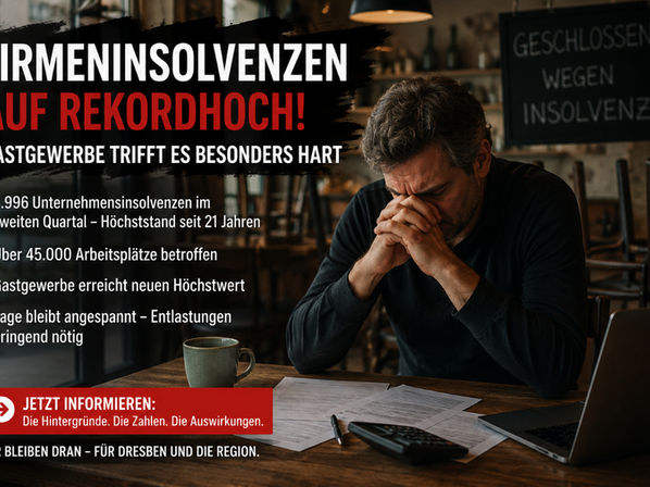 Firmeninsolvenzen erreichen Höchststand – Gastgewerbe gehört zu den größten Verlierern