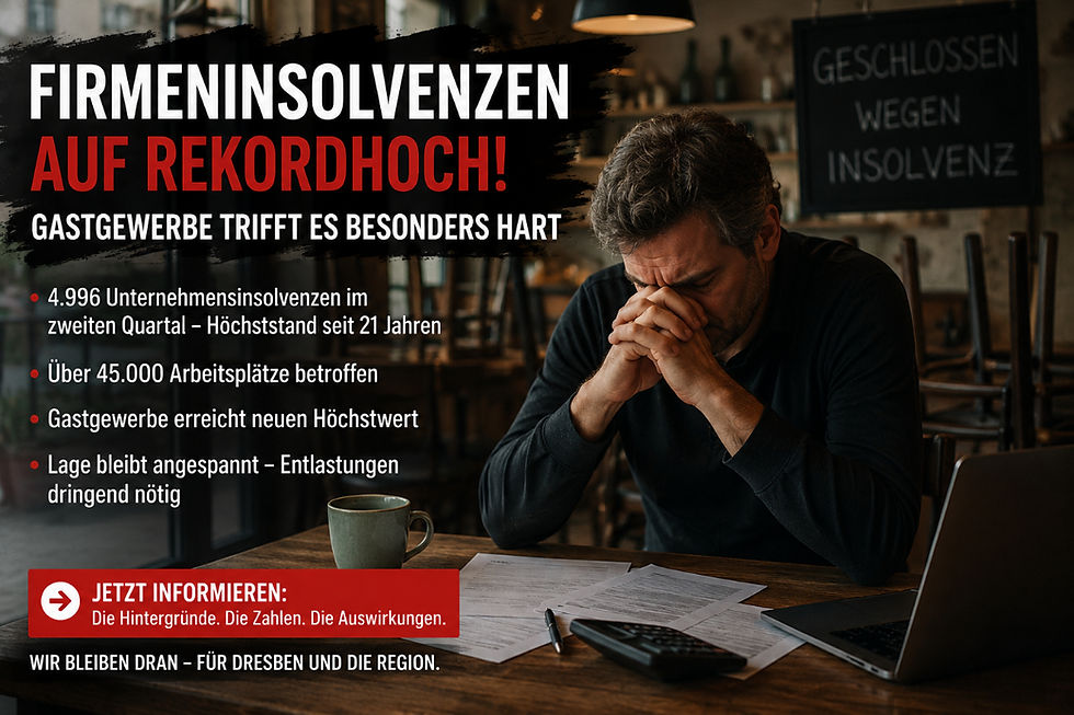 Firmeninsolvenzen erreichen Höchststand – Gastgewerbe gehört zu den größten Verlierern