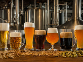 Bierauswahl in einer Brauerei-Umgebung