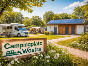 Campingplatz Wostra bei Sonnenschein