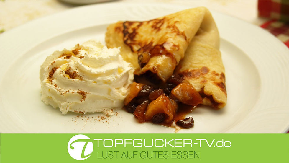 Lust auf Sachsen - Buttermilchplinse mit flambierten Apfelstücken