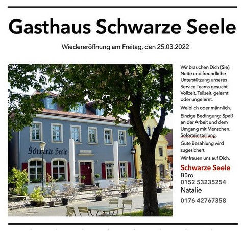 Gasthaus Schwarze Seele - Wiedereröffnung am 25.03.2022!