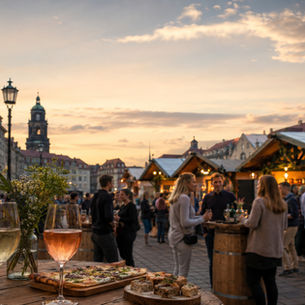 KI-generiertes Symbolbild Visualisierung Weinmarkt Dresden