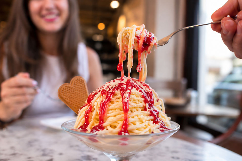 Lust auf Spaghetti-Eis im Café