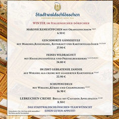 Winterlicher Zauber im Stadtwaldschlösschen im italienischen Dörfchen