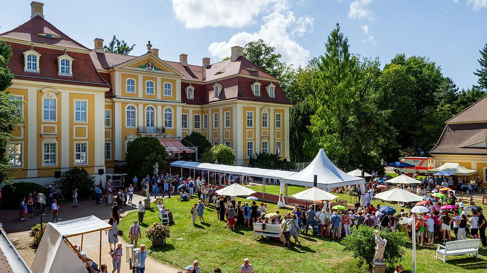 Blick auf Schloss und Laufsteg im Ehrenhof © Steffen Unger
