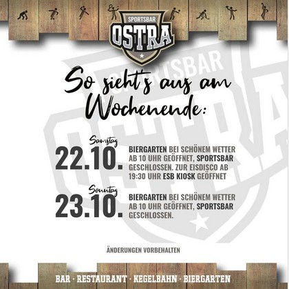 Sportsbar Ostra an diesem Wochenende!